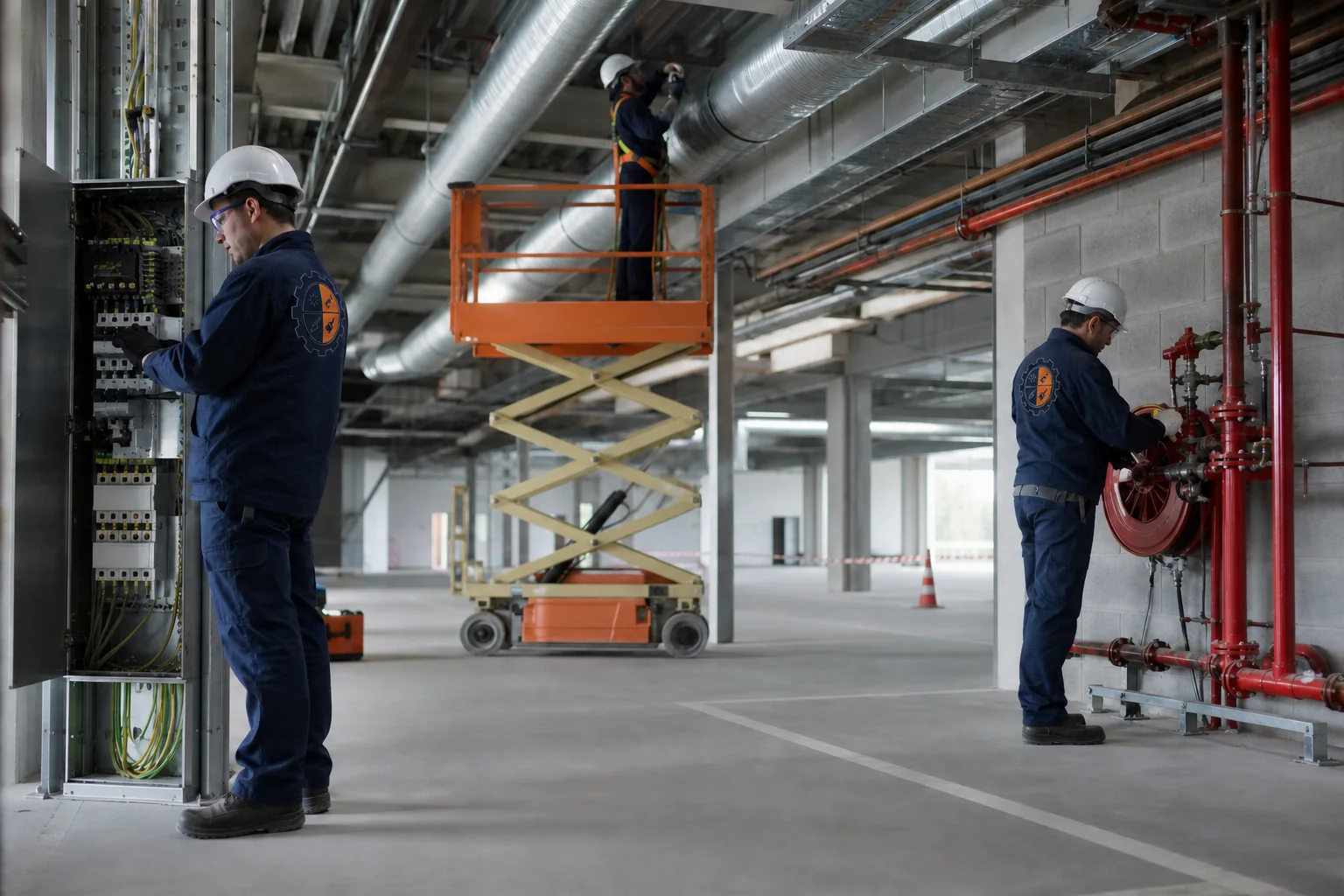 Especialistas trabajando en distintas instalaciones industriales